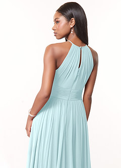 Azazie Cherish Bridesmaid Dresses Sea Glass A-Line Pleated Chiffon Dress image5