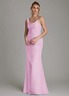 Azazie Ama Bridesmaid Dresses Candy Pink A-Line Pleated Chiffon Dress image3