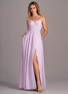 Azazie Joni Jurken voor bruidsmeisjes Converteerbaar Jurk van Chiffon met A-Lijn Strapless Frosted Lila image6