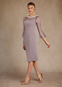 Azazie Bellevue Mother of the Bride Dresses Vintage Mauve Sheath Beaded Stretch Crepe Dress image5