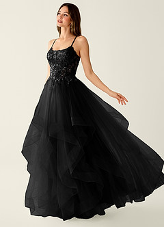 Mosaic Black Ruffle Prom Dress image3