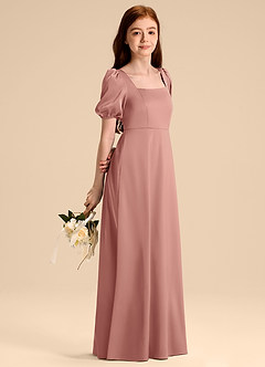 Azazie Briar Junior Robe Trapèze en Satin extensible Arc Rosette image4