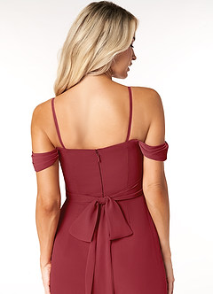 Azazie Joretta Final Sale Pomegranate A-Line Off the Shoulder Chiffon Convertible Dress image3