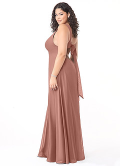 Azazie Christiana Bridesmaid Dresses Cedar Rose A-Line V-Neck Pleated Chiffon Dress image10