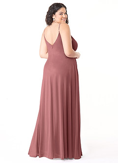 Azazie Evalin Brautjungfernkleider A-Linie V-Hals Gefaltet Gittergewebe Kleid Wüstenrose image10
