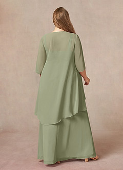 Azazie Weisz Mother of the Bride Dresses Pistachio A-Line Square Neckline Pleated Chiffon Dress image8