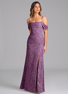 Azazie Saige Bridesmaid Dresses Wisteria A-Line Off the Shoulder Floral Burnout Convertible Dress image5
