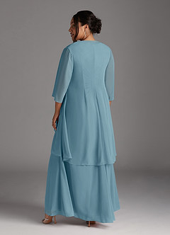 Azazie Manuella Mother of the Bride Dresses Moody Blue A-Line V-Neck Pleated Chiffon Dress image15