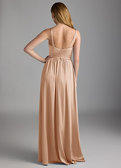 Azazie Chanel Bridesmaid Dresses English Rose A-Line Pleated Stretch Satin Dress image2