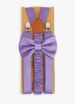 front Matching Matte Satin Bow Tie & Suspenders Set