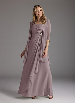Azazie Weisz Abiti per la Madre della Sposa Abito A-Line in Chiffon Plissettato con Scollo Quadrato Dusk image1