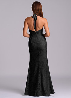 Azazie Valerie Final Sale Black Mermaid Pleated Floral Burnout Dress image7
