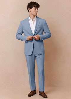 front Owen Dusty Blue Lightweight Tailored Suit Jacket