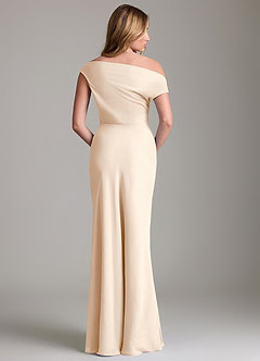 Azazie Emerson Bridesmaid Dresses White Alabaster Sheath Off the Shoulder Chiffon Dress image4