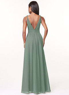 Azazie Maren Bridesmaid Dresses Silver Sage A-Line Pleated Chiffon Dress image2