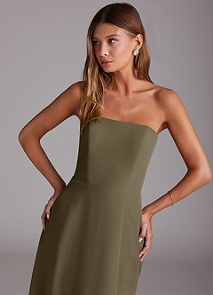 Azazie Wren Bridesmaid Dresses Willow Green A-Line Side Slit Chiffon Convertible Dress image2