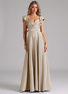 Azazie Leilani Bridesmaid Dresses Frost A-Line Ruched Stretch Satin Dress image3