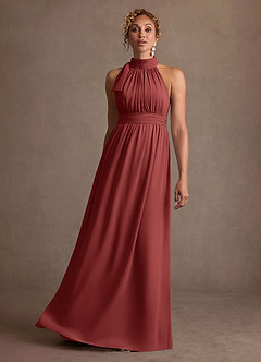 Azazie Antoinette Abiti per la Madre della Sposa Abito A-Line in Chiffon Plissettato Terracotta image3