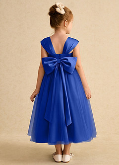 Azazie Chickadee vestidos de niña de las flores Vestido de Azul Real de Satin Mate de Princesa con Escote de Corazón image3
