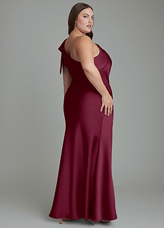 Azazie Yuanna Bridesmaid Dresses Mulberry Mermaid One Shoulder Stretch Satin Dress image9