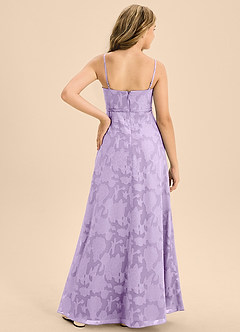 Azazie Kaylee Junior Lilac A-Line with Belt Floral Burnout Dress image2