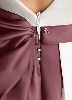 Azazie Cherry Flower Girl Dresses Ivory Sangria Ball-Gown Pleated Matte Satin Dress image6