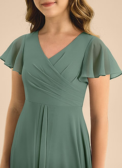 Azazie Induh Junior A-Linie Plissee Chiffon Kleid Eukalyptus image5