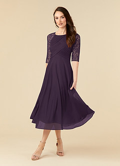 Azazie Gracelyn Mother of the Bride Dresses Plum A-Line Lace Dress image3