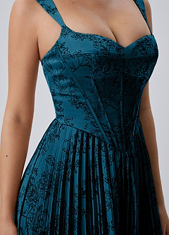Jade Navy Black Floral Pleated Lace-Up Mini Dress image8