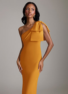 Azazie Yuanna Bridesmaid Dresses Butterscotch Mermaid One Shoulder Chiffon Dress image3