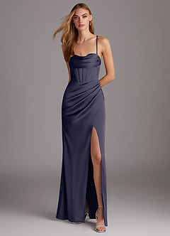 Azazie Brookelle Bridesmaid Dresses Stormy Sheath Sweetheart Corset Stretch Satin Dress image2