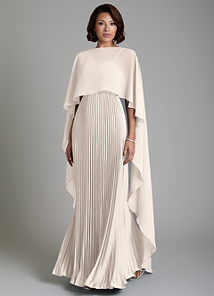 Azazie Micah Vestidos de damas de honor Vestido Alabastro Blanco de Satén Elástico de Línea A Convertible con Corsé image1