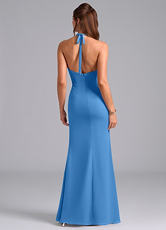 Azazie Valerie Vestidos de damas de honor Vestido de Azul Grisaceo de Gasa de Corte Sirena con Plisado image6