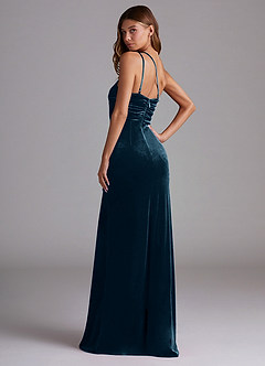 Azazie Eren Jurken voor bruidsmeisjes Jurk van flueel met Kolom One-Shoulder Blauwe Topaas image5