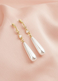 front Zirconia Pearl Tassel Earrings