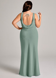Azazie Rylina Bridesmaid Dresses Silver Sage Mermaid Pleated Chiffon Dress image11