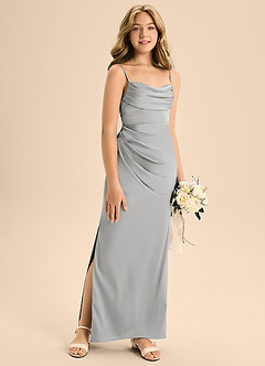 Azazie Mai Junior Silver A-Line Sweetheart Neckline Stretch Satin Dress image3