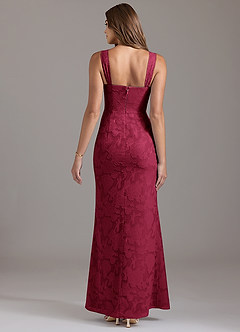 Azazie Denice Robes de demoiselle d'honneur Robe Trapèze en Blumen-Burnout Plissée Bourgogne image5