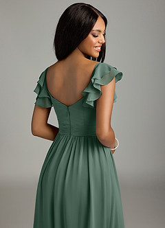 Azazie Anaya Bridesmaid Dresses Sea Moss A-Line Pleated Chiffon Dress image2