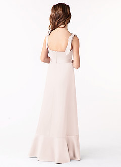 Azazie Barbara Junior Rose Petal A-Line Bow Matte Satin Dress image3