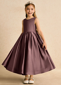 Azazie Cailee Flower Girl Klänningar Klä Balklänning i Matt satäng Plisserad image4
