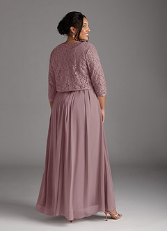 Azazie Ainsling Abiti per la Madre della Sposa Abito A-Line in Chiffon in Pizzo con Scollo Quadrato Rosa Polverosa image17