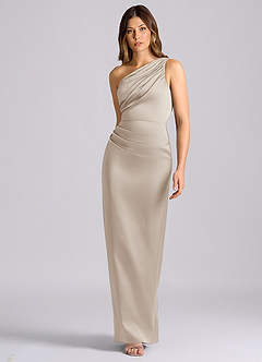 Azazie Akilah Brudtärnklänningar Klä av Sjöjungfru i Stretch Satin Ena axeln Frost image4