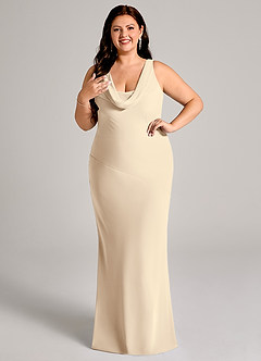 Azazie Rylina Jurken voor bruidsmeisjes Jurk van Chiffon met Zeemeermin Geplooid Champagne image4