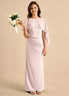 Azazie Bowie Girls Formal Flower Girl Klänningar Klänning Sjöjungfru i Stretch Satin Plisserad image1