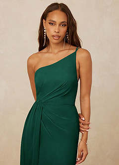 Christian Siriano Bridal for Azazie 1003 Bridesmaid Dresses Emerald Sheath One Shoulder Chiffon Dress image4