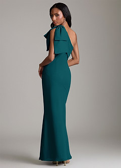 Azazie Yuanna Bridesmaid Dresses Pine Mermaid One Shoulder Chiffon Dress image2