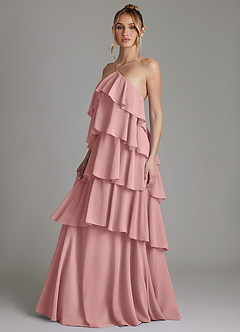 Azazie Deena Abiti da Damigella Abito A-Line in Chiffon Drappeggiato Rosa Polverosa image5