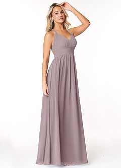 Azazie Ashia Brautjungfernkleider A-Linie Plissee Chiffon Kleid Dämmerung image4