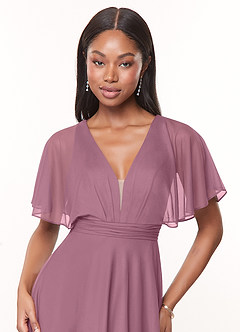 Azazie Tinsley Bridesmaid Dresses Vintage Mauve A-Line Pleated Mesh Dress image5